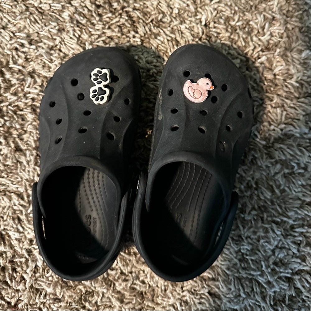 Kids Black Crocs with Fun Charms